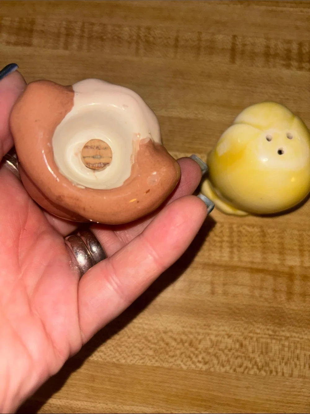 Vintage Ceramic Girl Head Salt & Pepper Shakers - Brown and Blonde